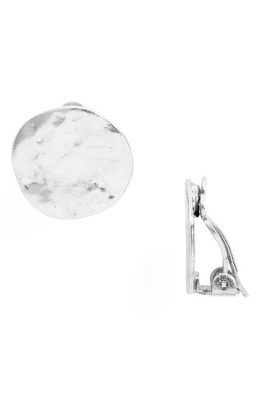 Textured coin clip on earring