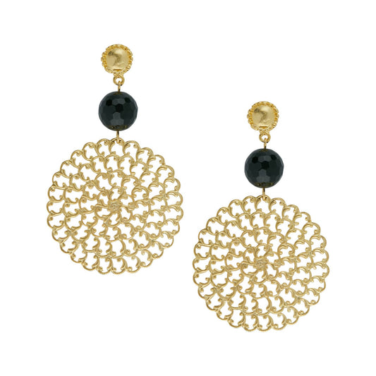 Black Onyx Filigree Earrings