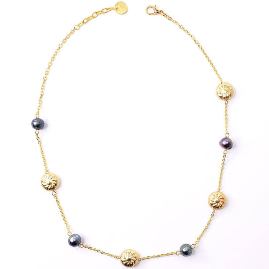 Peacock pearl and baroque bead collar necklace