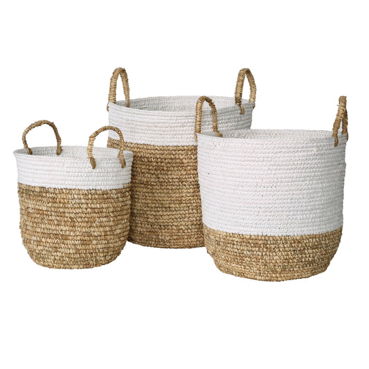 Set of 3 Melly Natural Woven Rattan Baskets