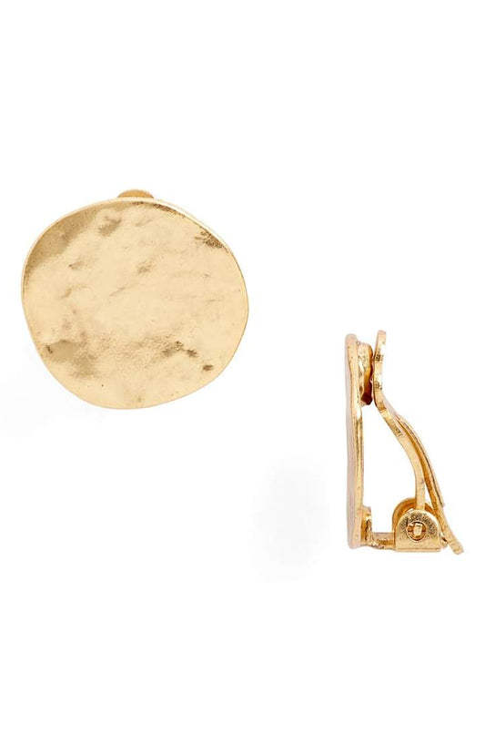 Textured coin clip on earring